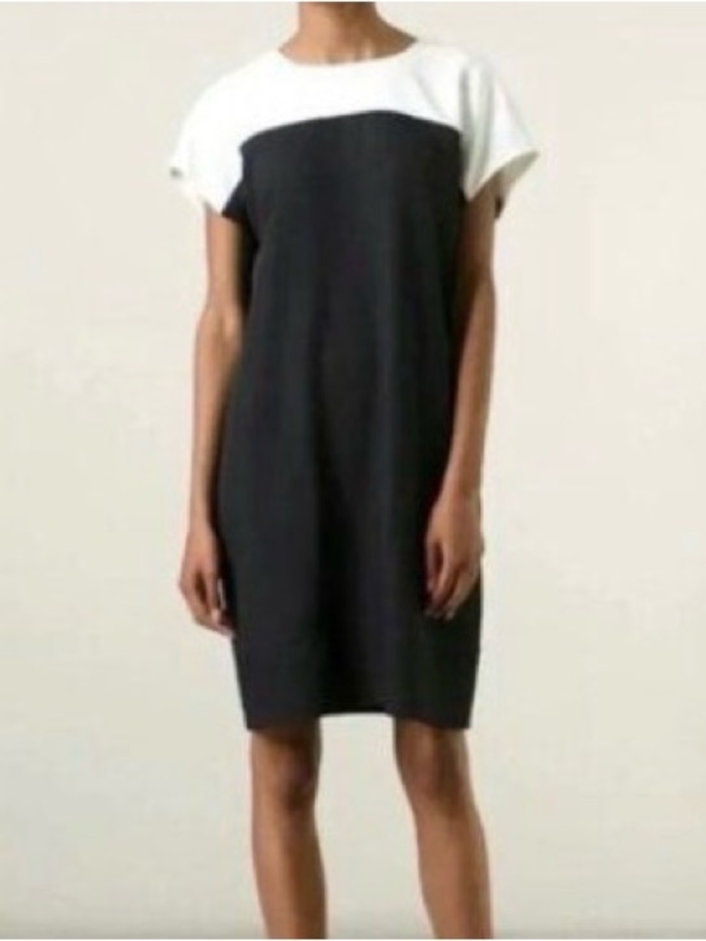 Vince Colorblock Black & White Tunic Cap Sleeve Dress